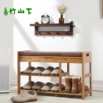 Shoe stool at the door Simple modern shoe stool can sit in the door storage storage stool solid wood multifunctional shoe cabinet