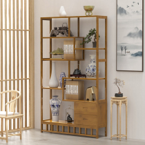 Bogu frame solid wood new Chinese tea set decoration tea display cabinet modern simple multi-Bao Pavilion storage rack