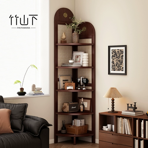 Средневековый угловой полки из ротанга, угловой антикварный угловой шкаф, угловой шкаф под 90 градусов, угловой треугольный шкаф для хранения