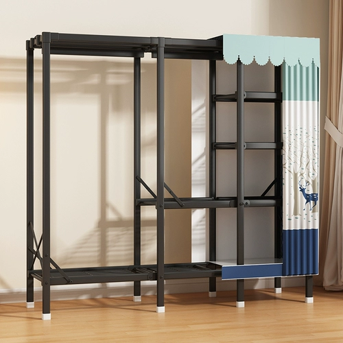 Гардероб мебель спальня бесплатная установка складная складная сборочная аренда гардероба - прочный, прочный стальная рама ткани гардероб