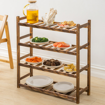 Vegetable rack Hot Pot restaurant special multi-layer table side rack for vegetable tray commercial storage rack kitchen solid wood vegetable shelf