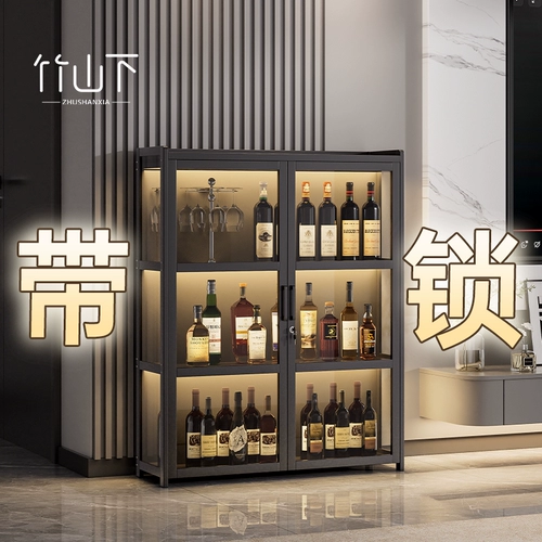 Небольшой винный шкаф с замком для гостиной у стены, 2025, новый шкаф-витрина для дома, полка для красного вина, свет, роскошный высококачественный шкаф для хранения