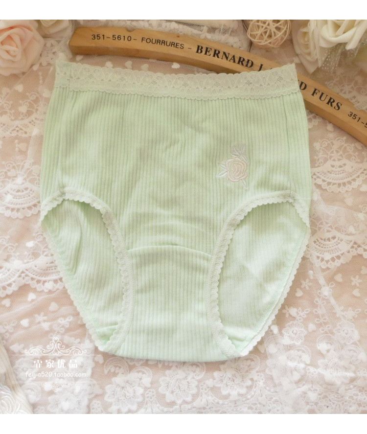K16 xuất khẩu Nhật Bản đặt hàng Bà mẹ cao eo cotton thêu liền khối đồ lót màu M / L / LL / 3L / 4L quần lót cạp cao