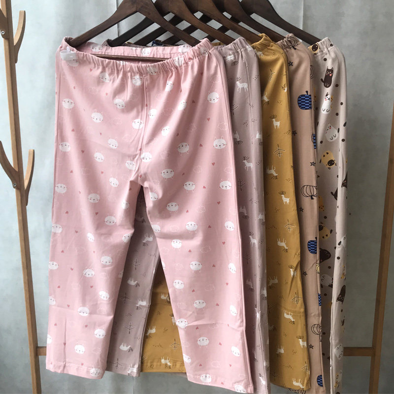 Cotton pregnant women home pants Waist adjustable pregnancy spring and autumn and winter cotton wide-legged thin pajamas
