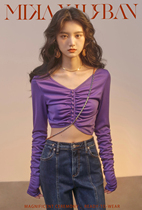 MXU can be worn all season wearing bottom must be defeated with new V collar small crowd design feeling irregular smoke pleats 100 hitch-knit weaters