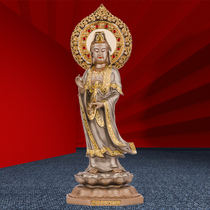 Sanmanda Nanhai Guanyin Bodhisattva Standing Statue All Bronze 19-inch Guanyin Bodhisattva Buddha Statue Home Buddha Hall Offering Ornaments