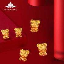 Sanmantuo 2022 new gold tiger bead bracelet foot gold 999 Wufu tiger cute tiger red rope pendant