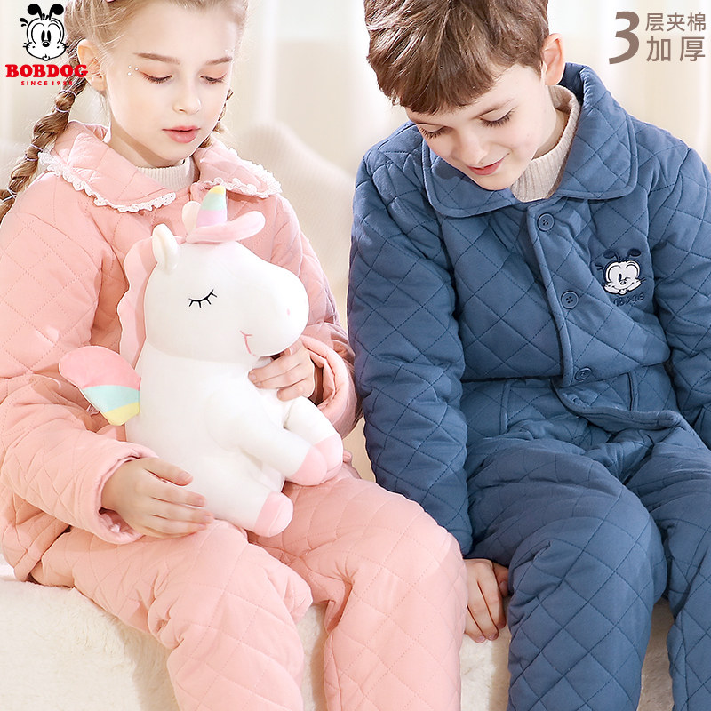 Babu Bean Children Pyjamas Winter Thickened cotton boy Home Clothing Suit Girl Boy Baby Boy Grande-Taobao