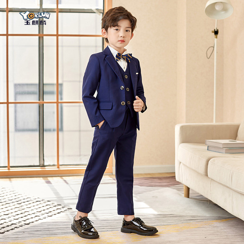 Boy Suits Suit Spring Autumn Handsome 2021 new small flower boy gown Inn host Spring dress Children's suit