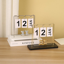 Creative swing calendar bedroom desk office desktop calendar ornaments student gift tag perpetual calendar wood color