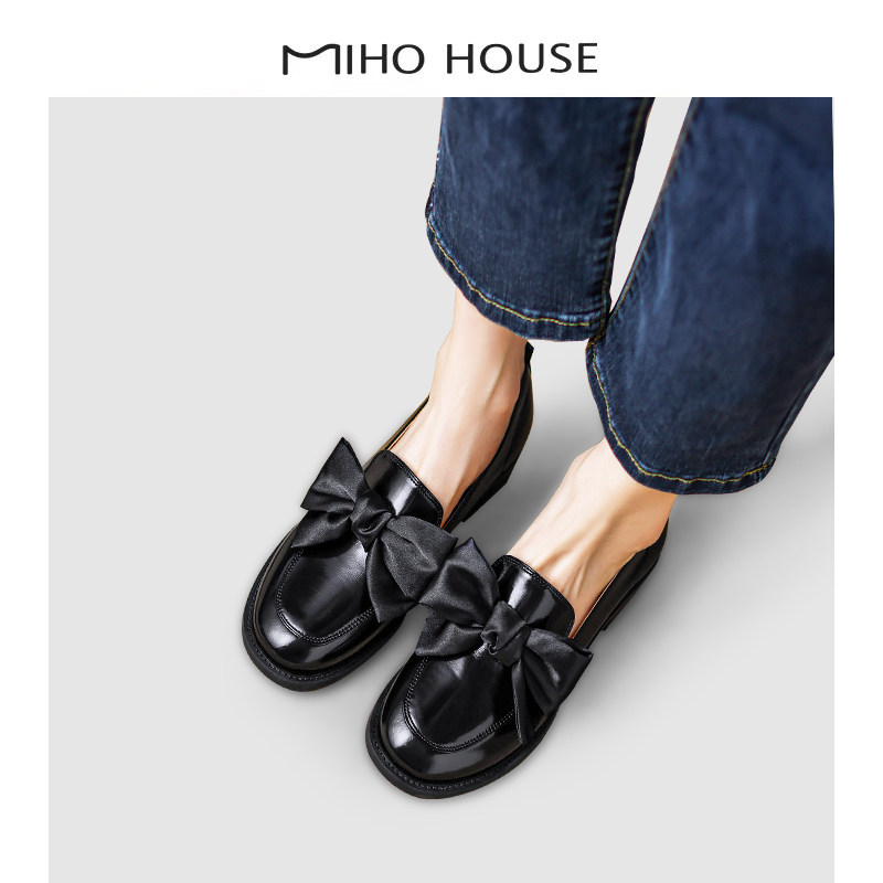 Ulovazn Japan ~ spring 2023 new black French retro butterfly tie round head and Lefu shoes