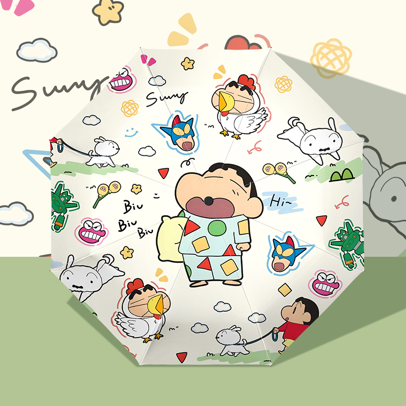 Crayon Shin-Chan Sunscreen Umbrella Thickened Vinyl Parasol Rain or Shine Sun Umbrella Sun Protection Uv Umbrella for Women