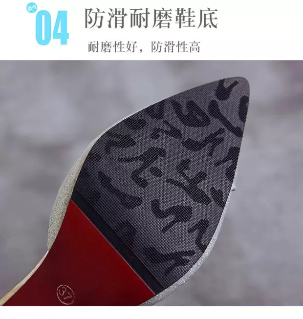 Xuân-Hè 2018 mới sandal cao gót nữ đính cườm mũi nhọn của phụ nữ