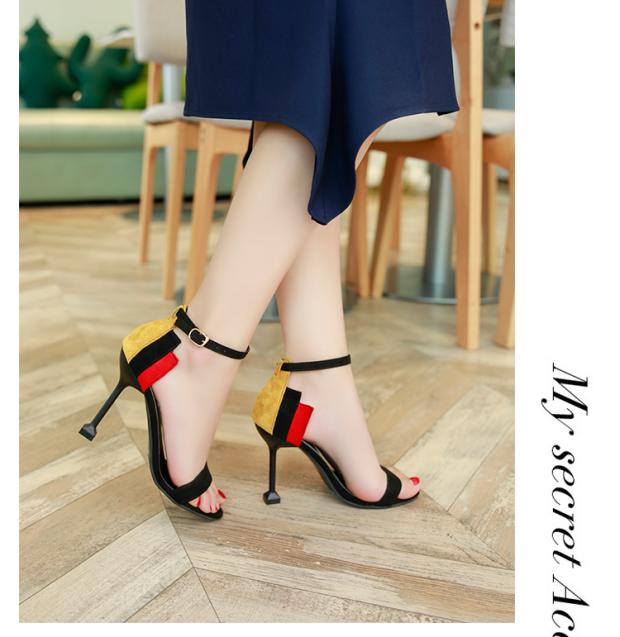 Phiên bản Hàn Quốc mùa hè 2018 mới sandal cao gót đế xuồng gợi cảm hở ngón từ khóa màu hoang dã phù hợp với giày mèo và nữ dép lê nữ đẹp