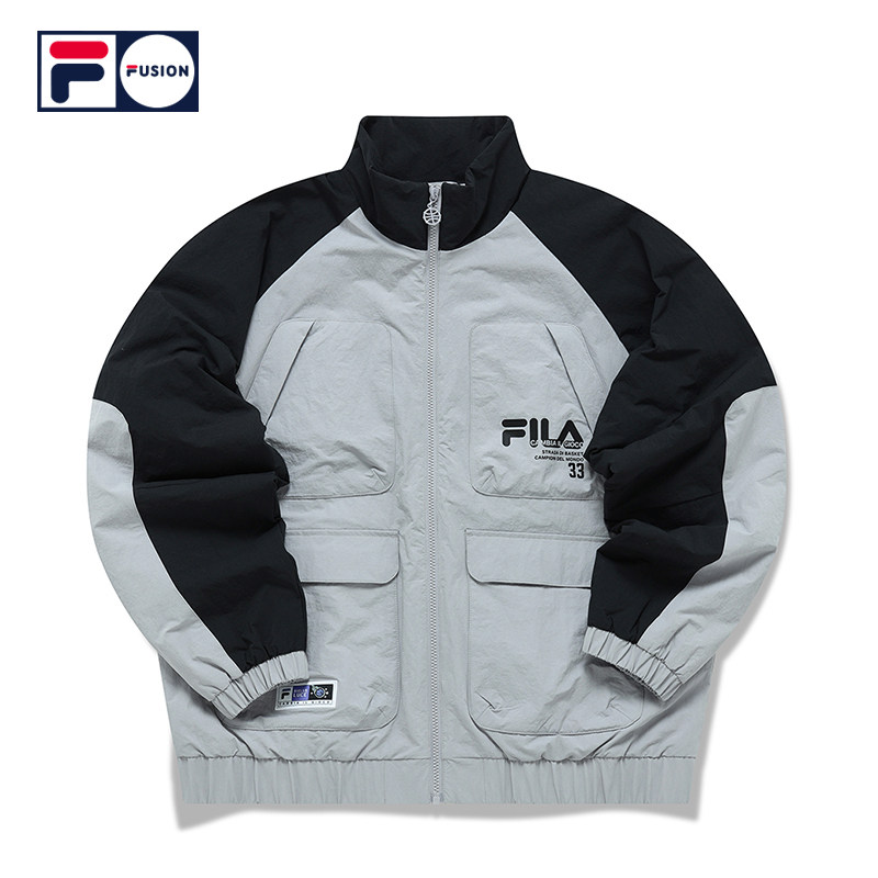 FILA FUSION Fila tide brand 2022 spring new men's fashion multi-pocket color matching sports cotton jacket