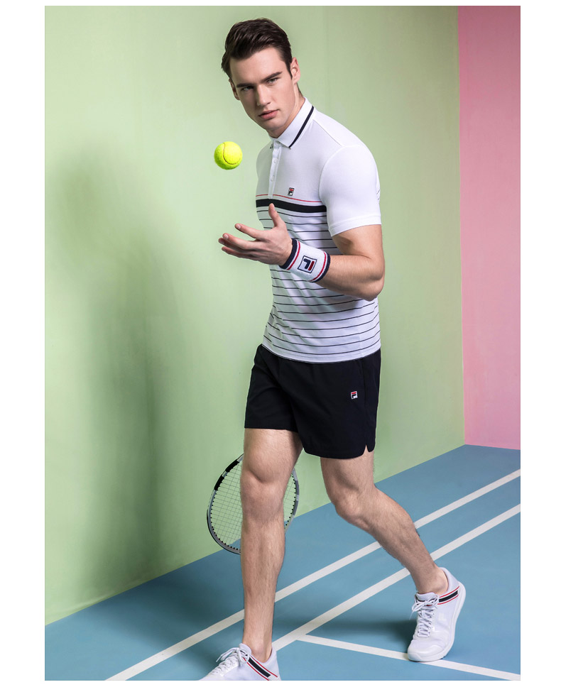 FILA Fila Nam Ngắn POLO2018 New Casual Thể Thao Thoáng Khí Skinny của Nam Giới Tops Ngắn Tay Áo Sơ Mi áo polo nữ form rộng
