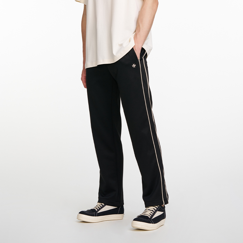 Anti Facial Cross-Stitch Knit Casual Sports Pants with Contrasting Color Webbing, Straight-Leg Pants, Men's Sweatpants for Summer Anti Facial Cross-Stitch Knit Casual Sports Pants with Contrasting Color Webbing, Straight-Leg Pants, Men's Sweatpants for Summer