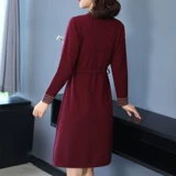 Базовый длинный демисезонный шерстяной свитер для матери, весеннее трикотажное платье, в западном стиле, средней длины, 40 лет