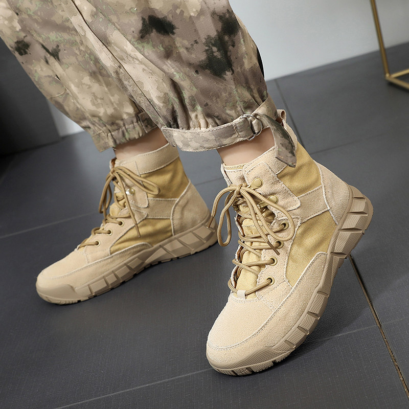 Autumn outdoor breathable non-slip lightweight high-top hiking shoes for men and women hiking waterproof lovers desert boots cross-country travel