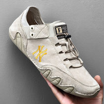 Armored ram mens shoes autumn breathable peas shoes mens lazy octopus driving genuine leather all-match casual leather shoes