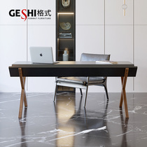 Extremely simple desk solid wood light extravagant desk rear modern book room bookcase High-end Computer Desk Baking Varnish Desk Writing Desk