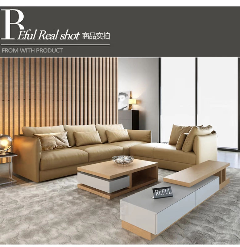 Quảng Đông căn hộ nhỏ cao cấp nội thất phòng khách hoàn chỉnh bộ sofa da bàn cà phê TV tủ đồ nội thất kết hợp đồ nội thất thông minh