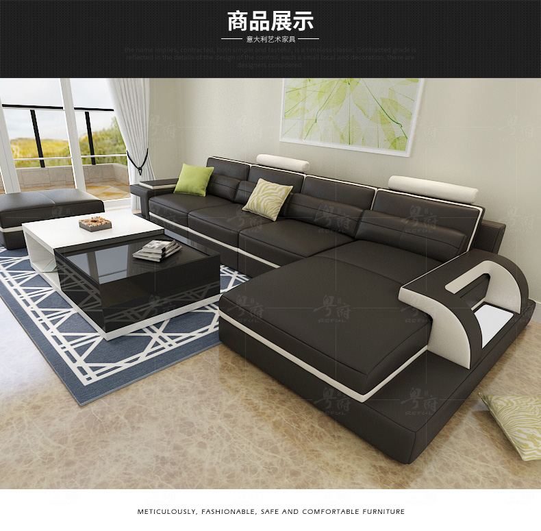 Yuefu Bộ bàn ghế phòng khách hiện đại tối giản Bộ bàn ghế sofa cà phê Tủ kết hợp tủ quần áo toàn bộ bộ ghế sofa da ghế sofa hiện đại