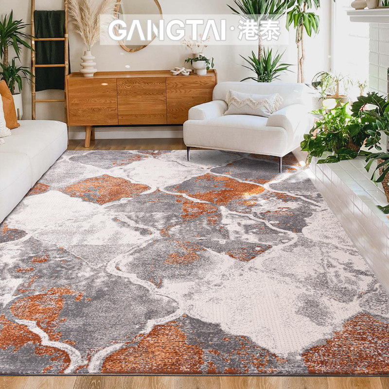 Modern Simple American Light Luxury Orange Retro Blue Gradient Simple European Nordic Living Room Rug Bedroom Bedside Blanket