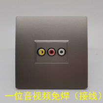 Dark gray type 86 one red yellow and white audio and video gray panel RCA three-hole AV lotus soldering wire free wall