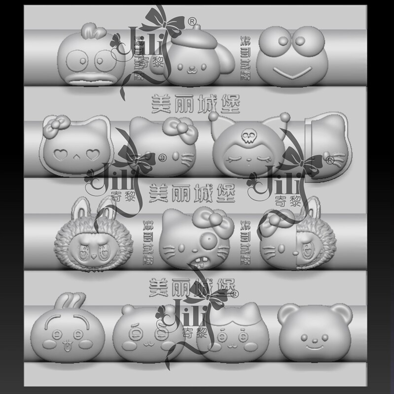 Beautiful Castle Nail Art Mold Sanrio Big Head Cute Mold Kuromi Kt Cat Labubu 3D Carving Mold