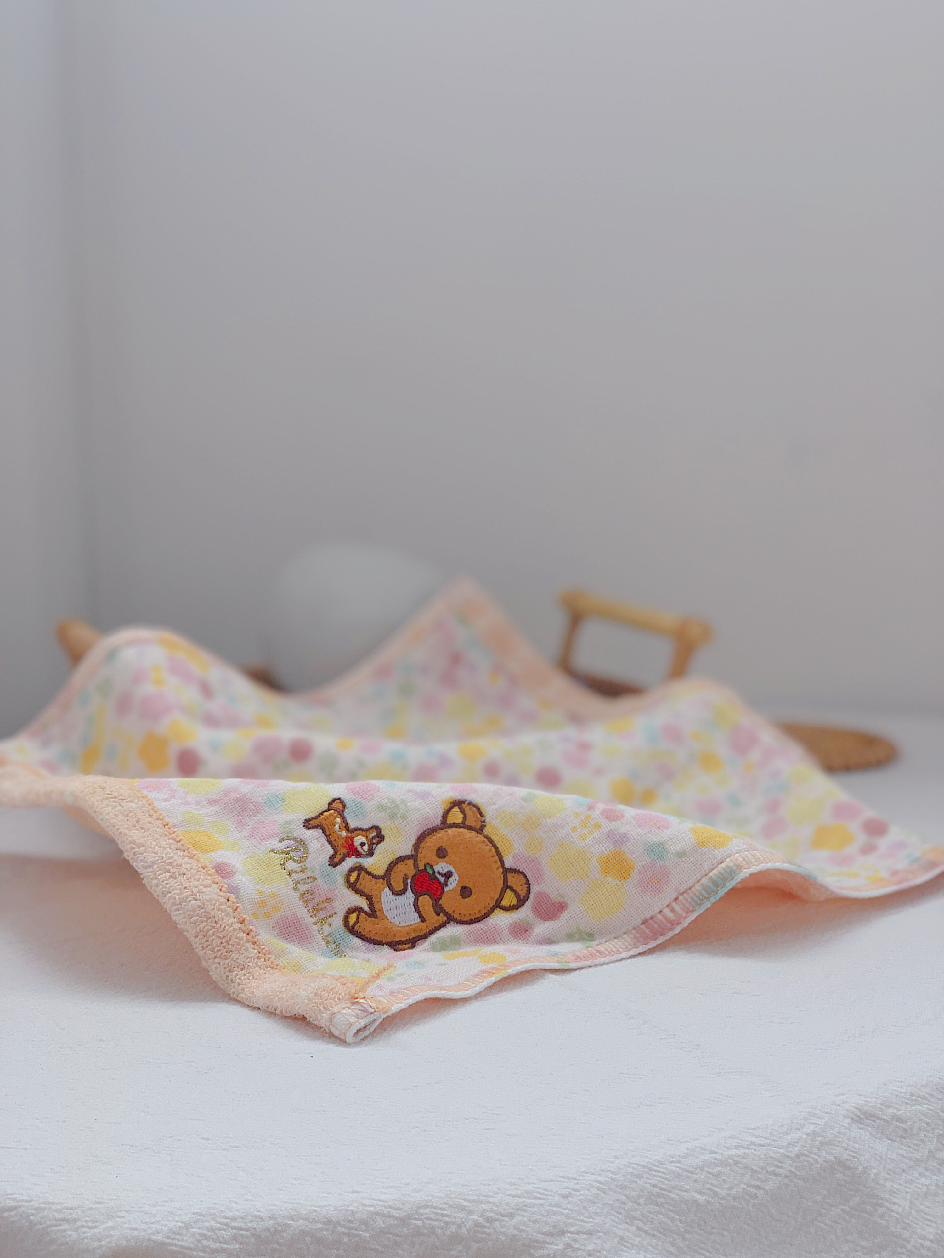 Fury Push from Remain Closed Eye Entrance Day Single Embroidery Easy Little Bear Soft Pure Cotton Gauze Squared Scarlet Towel
