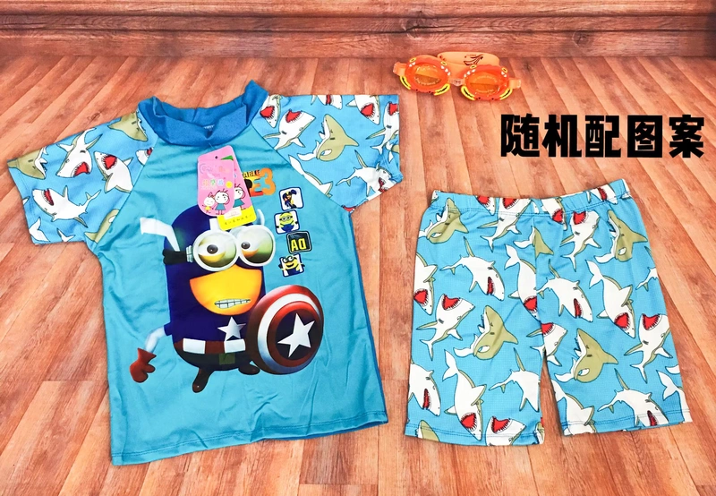 Đồ bơi trẻ em đồ bơi nam, trẻ em, bé trai lớn, xẻ tà một mảnh, quần đùi trẻ em card dễ thương, đồ đi biển kiểu hàn quốc hot sale - Bộ đồ bơi của Kid