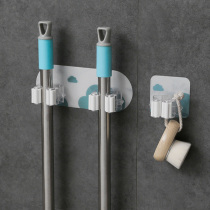 2 new non-perforated mop adhesive hook clip strong stick hook no trace mop rack glue mop broom stand