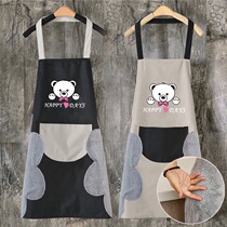 Wiping apron waterproof dirty home kitchen cooking waist Korean creative cute bear neck scarf scarf apron