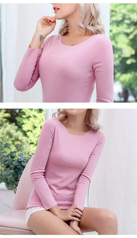 Áo lót nữ nhiệt cộng với nhung dày liền mạch dài tay mùa đông nhung áo sơ mi bó sát cơ thể bó sát cơ thể quần áo đơn mùa thu