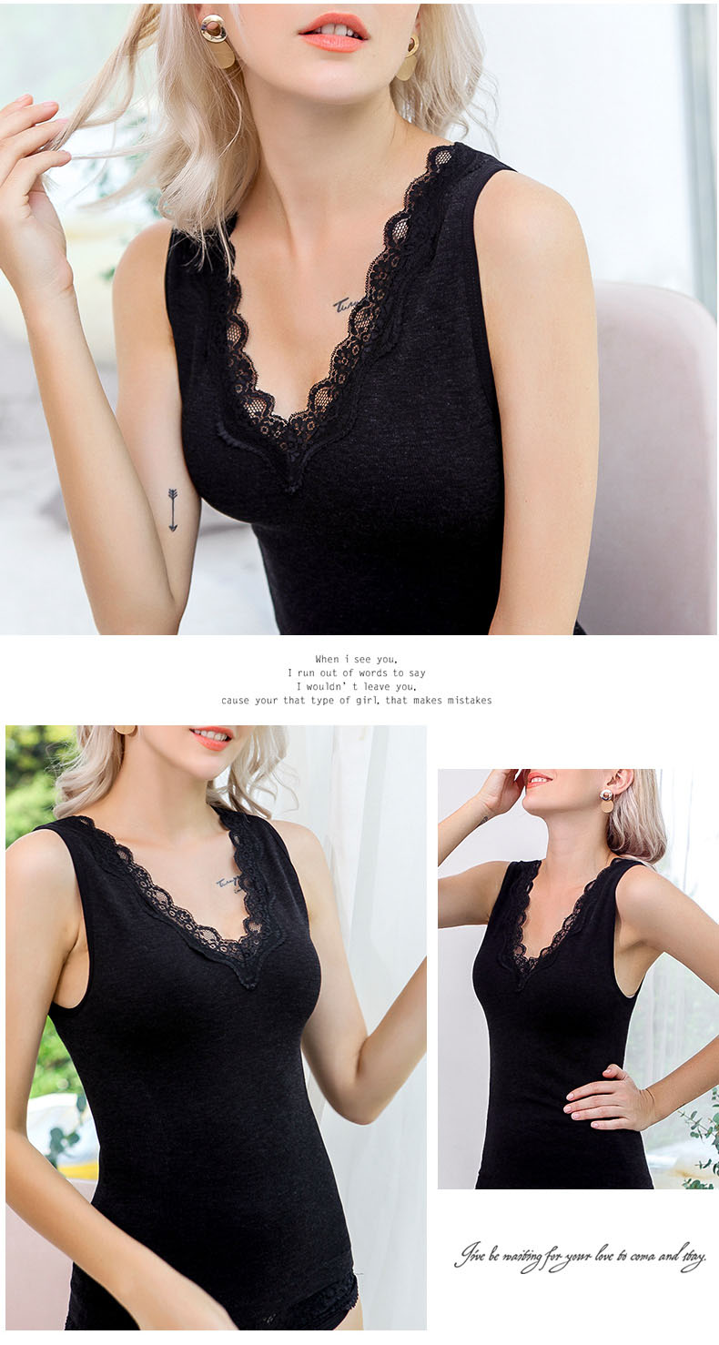 Áo vest nữ dày cộng với nhung nhung không có dấu vết chạm đáy áo thu đông và đồ lót cotton lạnh gợi cảm mùa thu quần áo hàng đầu áo lót nữ trung niên