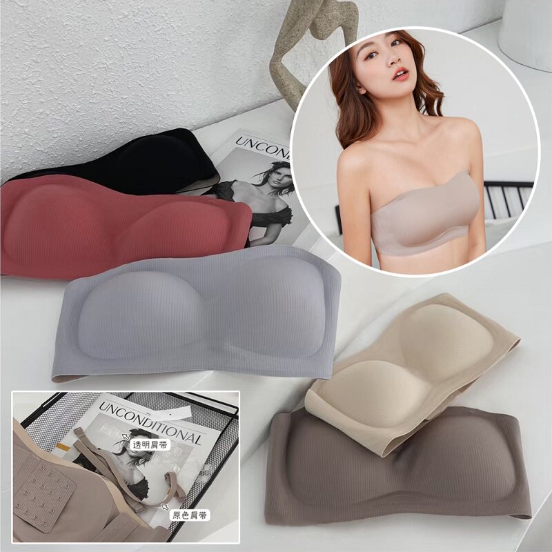 Strapless underwear women's non-slip invisible tube top bra small chest gathered summer thin seamless underwear wrapped bra bra