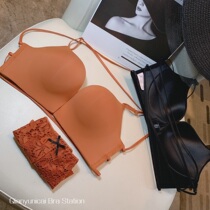 Front Buttoned Underwear Woman No Steel Ring Sexy Poly Woo Small Bra Dew Back Net Red Burst Cross With Beauty Back Bra Suit