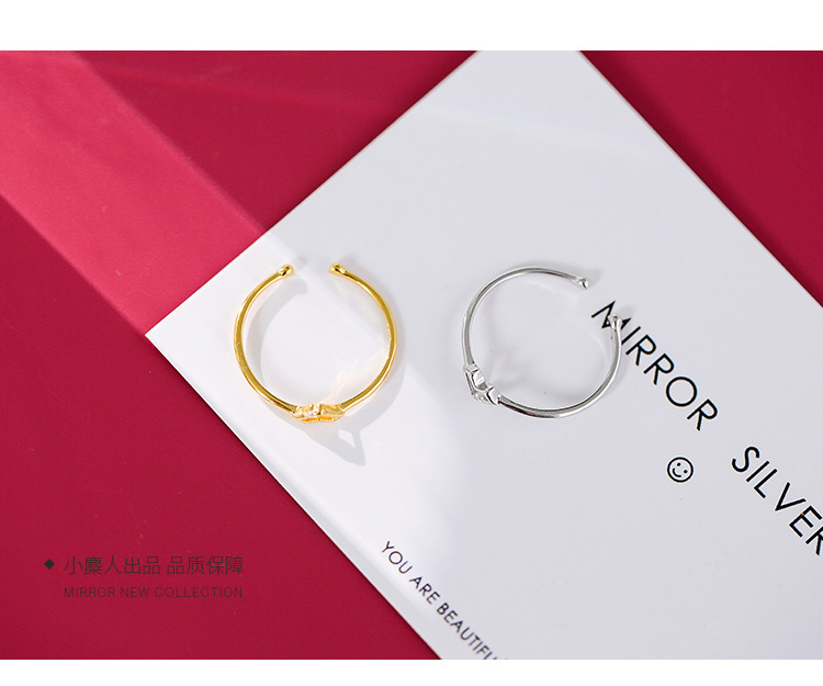 Nhật Bản và Hàn Quốc mini tình yêu đơn giản S925 nhẫn bạc toàn thân sterling nhẫn thời trang Nhật Bản và Hàn Quốc phần đẹp nhẫn nữ nhẫn vàng nam