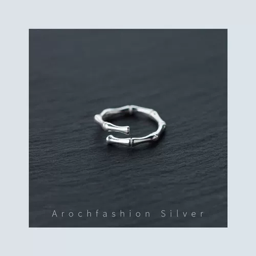 Модное бамбуковое регулируемое кольцо, серебро 925 пробы, простой и элегантный дизайн, в корейском стиле