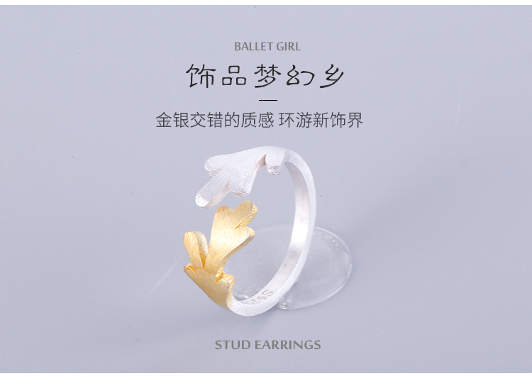 Nhật Bản và Hàn Quốc 925 nhẫn bạc nữ Sen dễ thương mạ bạc nụ hoa mở vòng điều chỉnh nhẫn ngón tay trỏ mẫu nhẫn cưới đẹp 2020