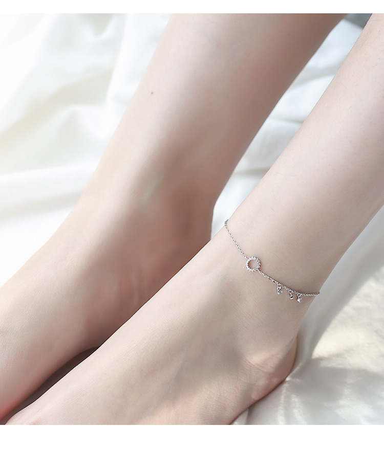 Toàn thân 925 bạc hình tròn vòng chân vòng chân đơn giản và tinh tế ngọt ngào nữ sinh tươi mới trang sức nữ ngày lắc chân nữ inox