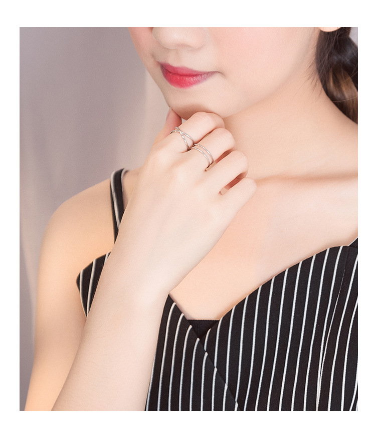 Ins925 sterling bạc đơn giản mở vòng hình học nữ phiên bản Nhật Bản và Hàn Quốc của dòng sinh viên net đỏ chỉ số cá tính tươi nhẫn bạc nữ