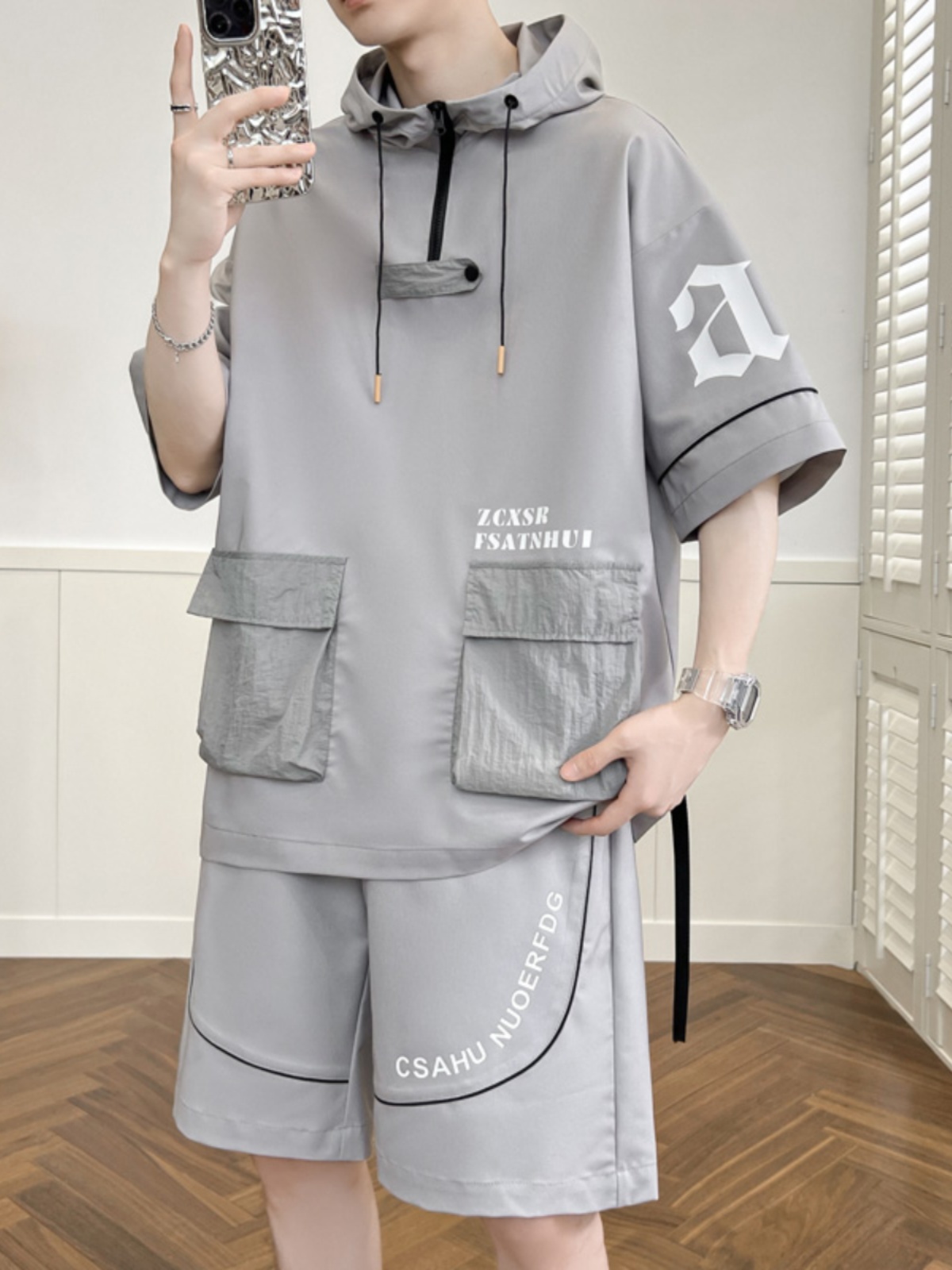 <!--13青少年冰丝短袖t恤男孩12-15岁初高中学生14大童夏季运动套装16-->