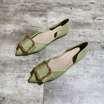 Pointed female autumn 100 lapped flat bottom 2020 new flat heel shallow lacquer leather autumn soft bottom comfortable and soft leather ladle