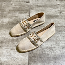 Fisherman Shoes Woman Flat Bottom Small Scent Wind Thick Bottom Lefu Shoes One Foot foot Lazy Shoes Pearl Suede Single Shoes 2022 New