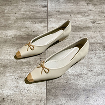 Pointed Flat Bottom Shoes Woman Autumn Single Shoes 2022 New Flat Heel 100 Hitch Soft Bottom Soft Leather Without Grinding Feet Comfort Temperament Women Shoes