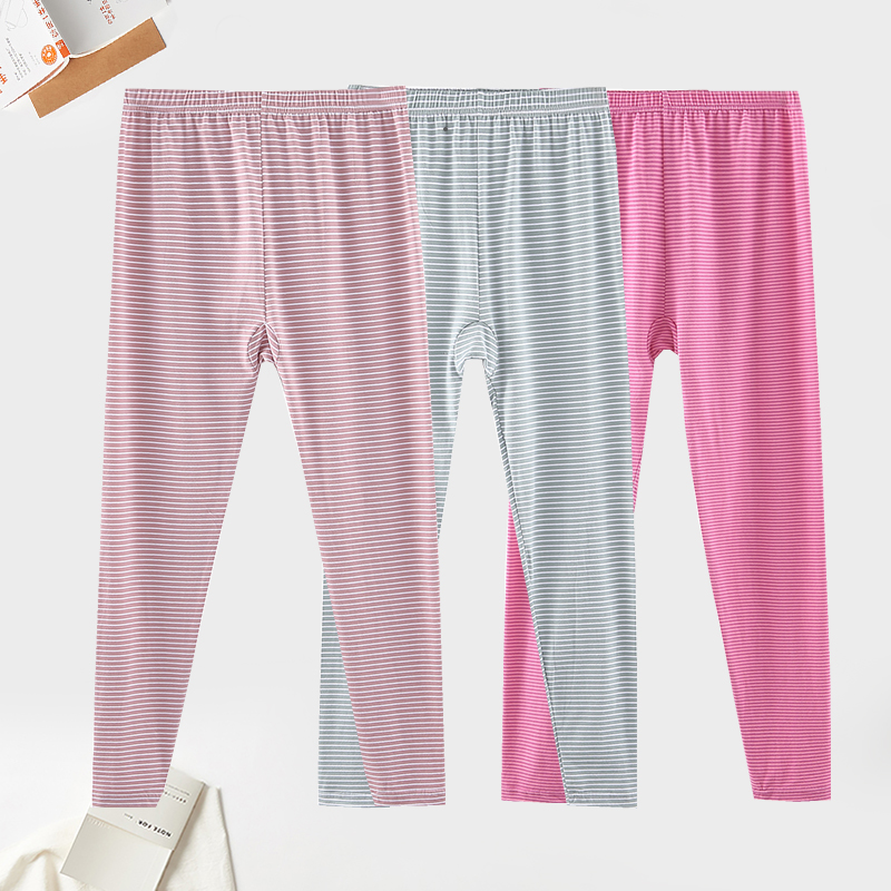 Autumn Winter Mid Aged Sanitary Pants Woman Thin inside wearing large size pure cotton streaks loose single piece bottom sanitary pants Mom inner lap pants