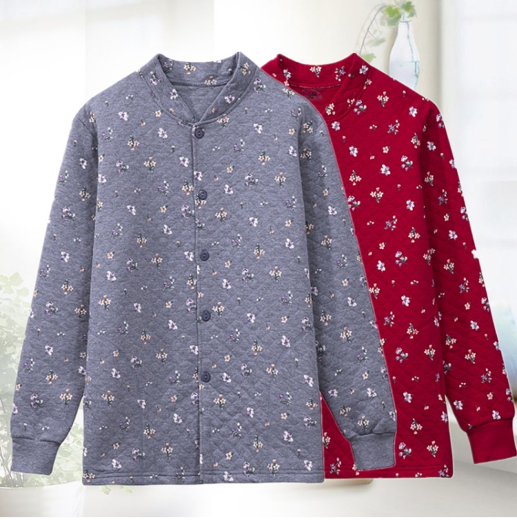 Mùa thu và mùa đông trung niên quần áo mùa thu nữ mẹ ba lớp áo len ấm dày dày cotton cotton cũ áo bông áo giữ nhiệt nam thể thao