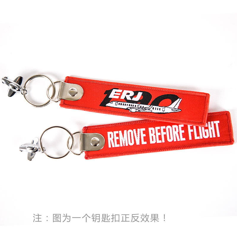 ERJ190 jet ERJ145 embroidered keychain aviation creative car key chain bag pendant